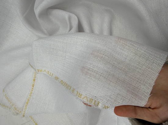 Simli Etuval Linen Kumaş Beyaz