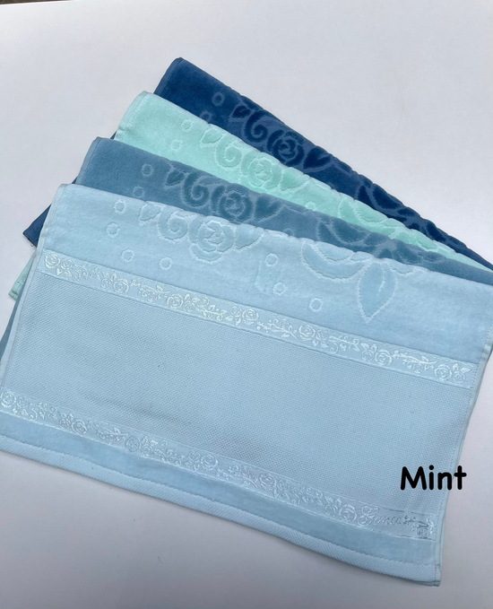Etamin Boşluklu, Püskülsüz Kadife El Havlusu Mint Yeşili