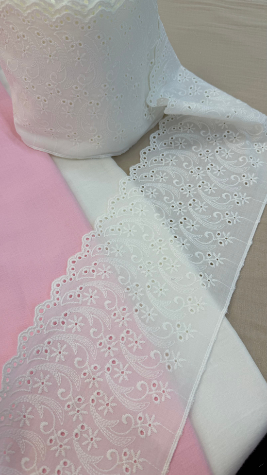 14 Cm Genişlikli Papatya Desen 108 Numaralı Fisto Uç Kırık Beyaz