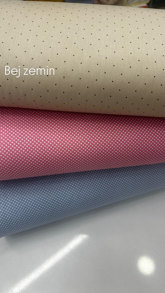Camelia Bej Zemin Mini Puanlı Poplin Akfil
