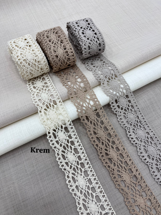 4 Cm Genişlikli Klasik Desen Uç Pamuk Güpür Krem
