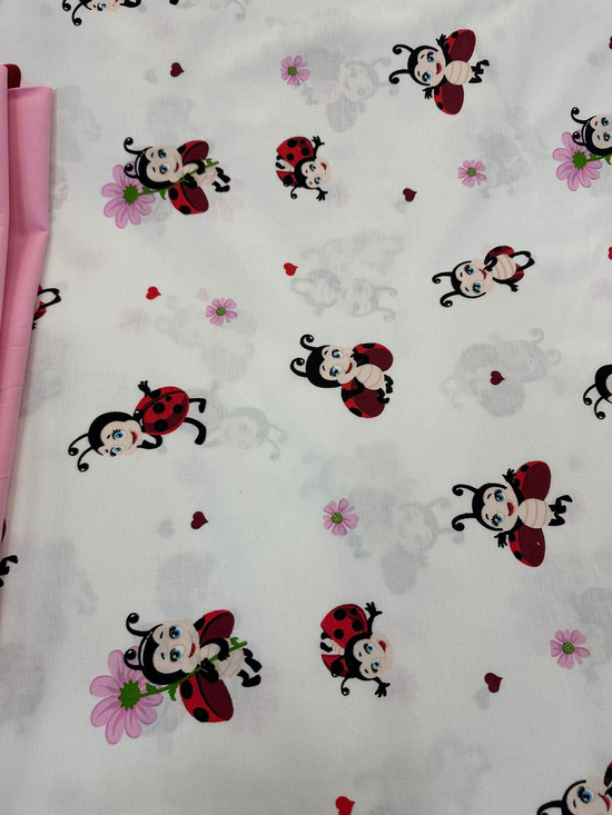 Uğur Böceği Desen Akfil Kumaş D80210 Kırmızı