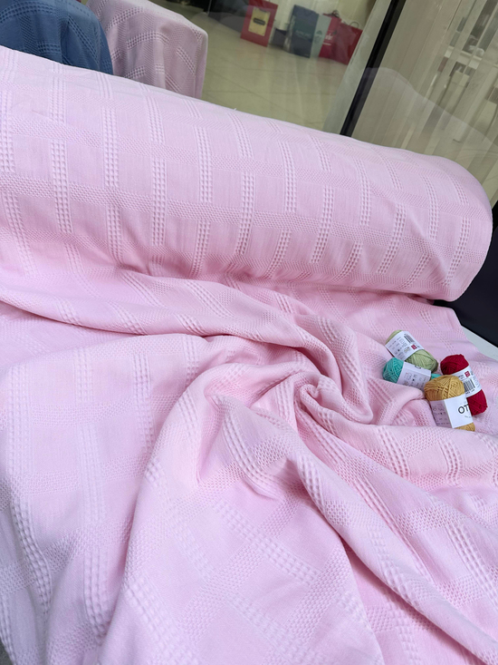Gonca Nefes Alır Waffle Pike Kumaş Pembe