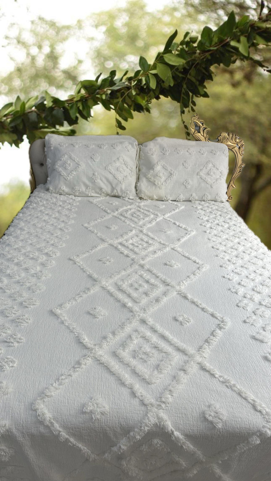 Kilim Desen Limi Örtü Ve Yastık Kupon Pike Krem