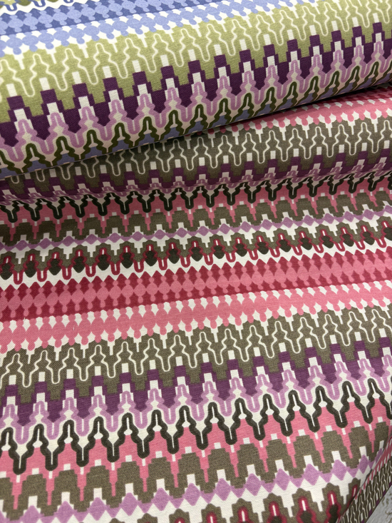 Çok Renkli Zigzag Kilim Desen Duck Keteni