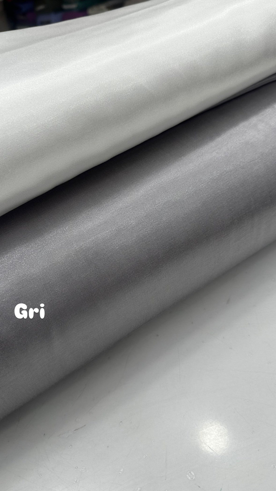 Parlak Pamuk Saten Gri