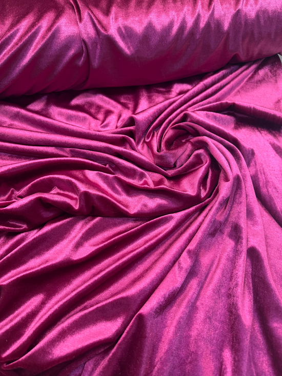 Esnek Kadife Kumaş Fuşya Pembe