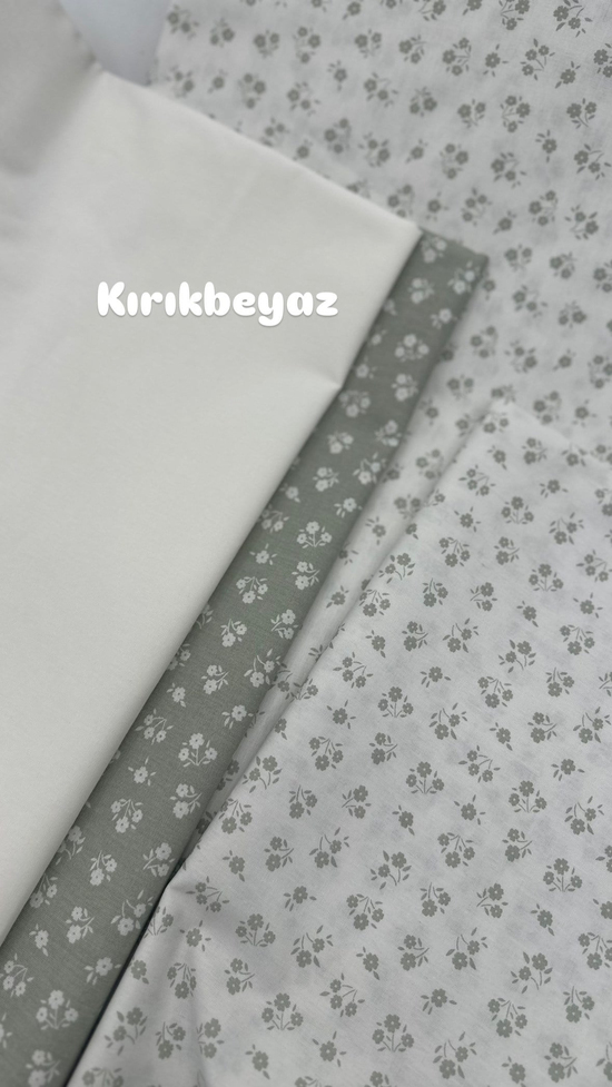 Mini Flora Beyaz Zemin Çiçek Desenli Akfil Kumaş D89100 Adaçayı Yeşil