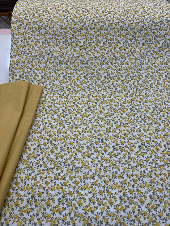 Mini Güller Desen Akfil Kumaş D80430 Hardal