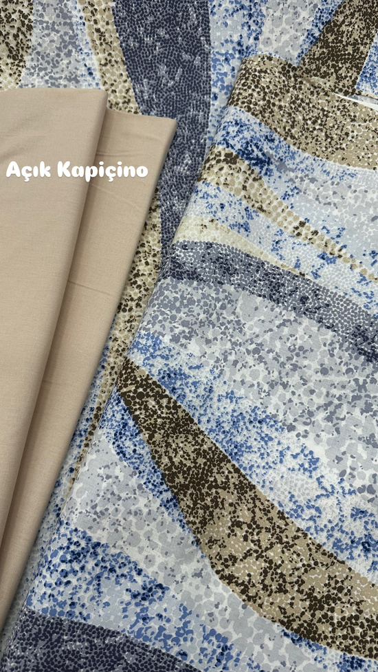 Mozaik Desenli Akfil Kumaş D88200 Mavi