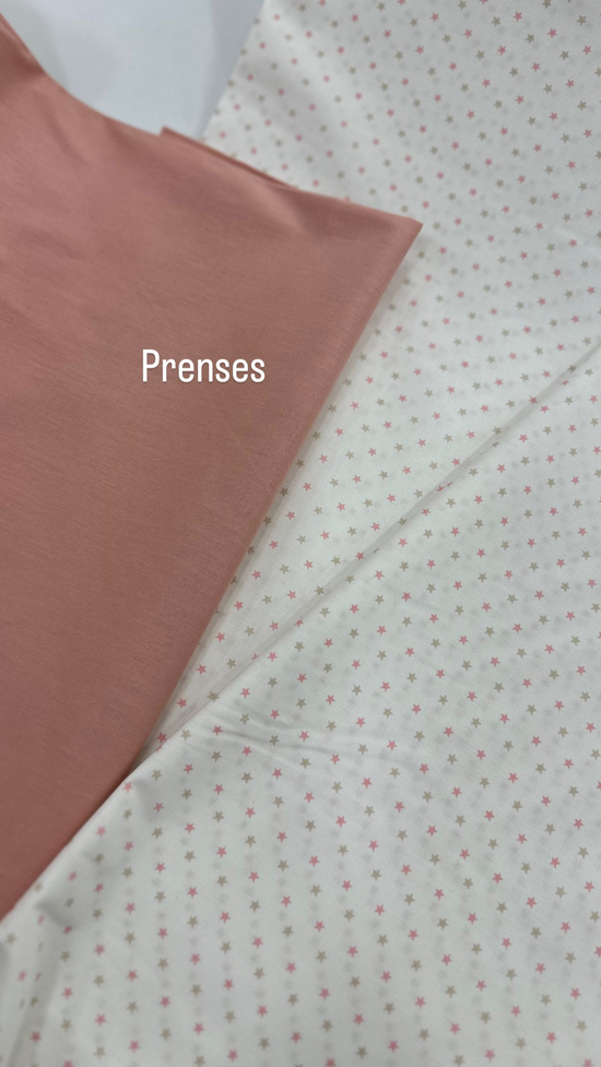 Pembe Yeşil Mini Yıldız Desenli Akfil Kumaş