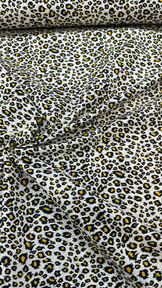 Hardal Siyah Leopar Desen Poplin D725