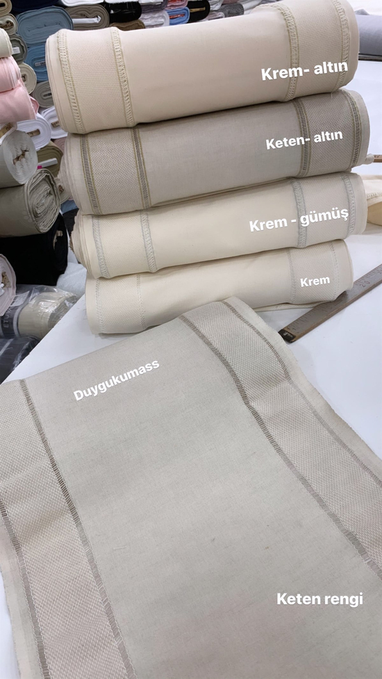 İki Kenarı Etamin Boşluklu Keten Runner Kumaş