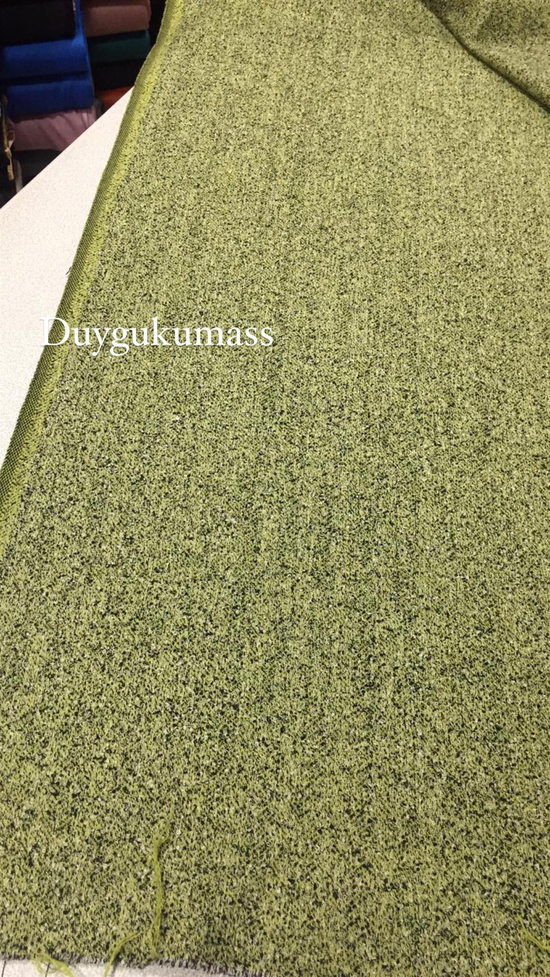 Kırcıllı Yeşil Yün Flanel Kumaş