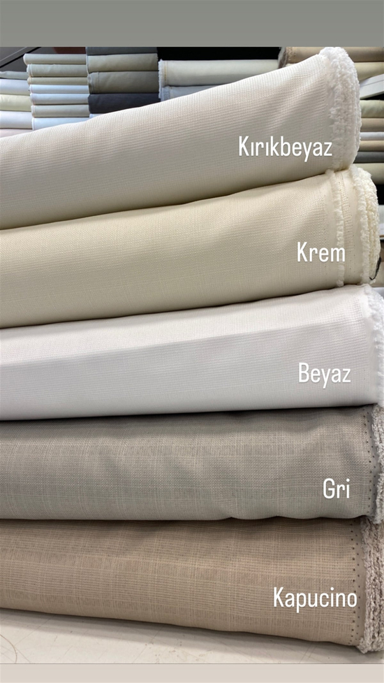 Kırık Beyaz Nora Poly Keten Kumaş