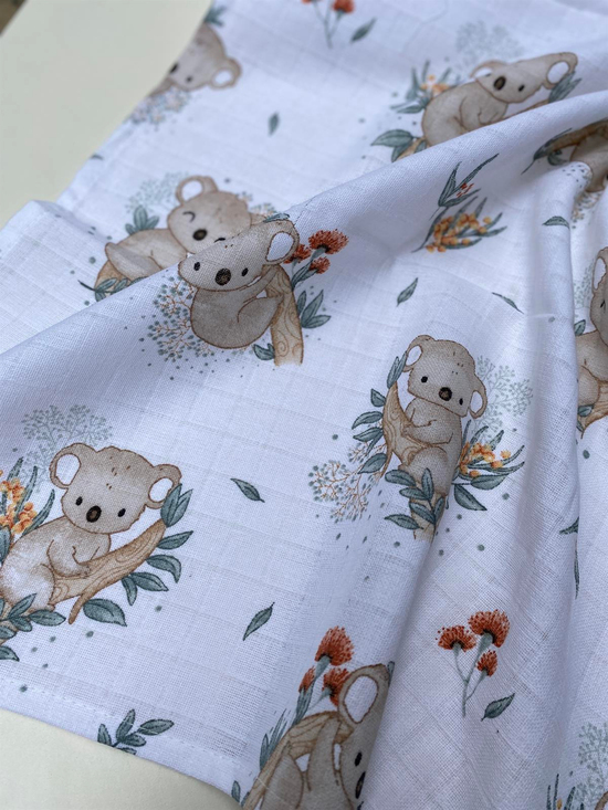 Koala Desenli Müslin Hazır Örtü