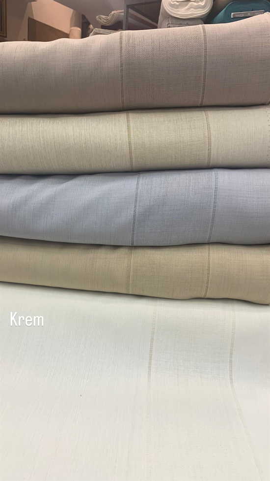 Krem Alina Etamin Bordür Detaylı Kumaş