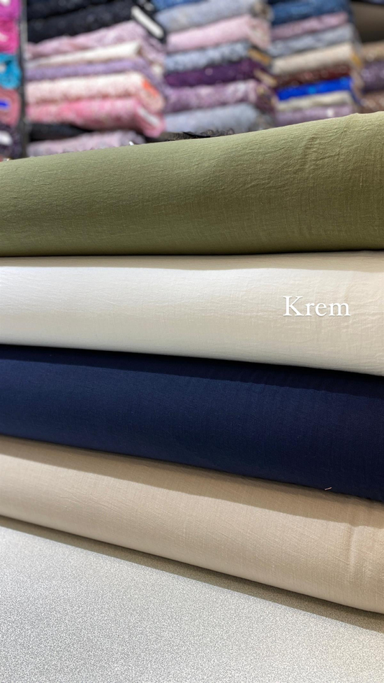 Krem Kırışmaz Keten Kumaş