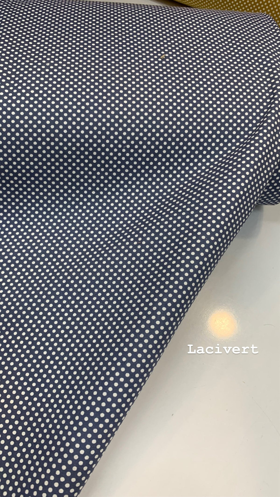 Lacivert Mini Puanlı Poplin (240 Cm Enli)
