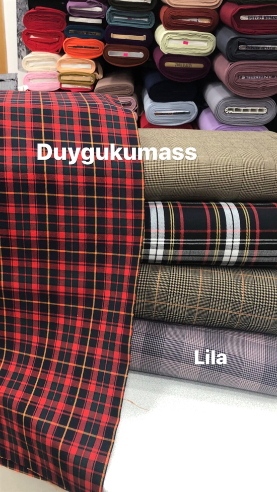 Lila Ekose Detaylı Gabardin Kumaş