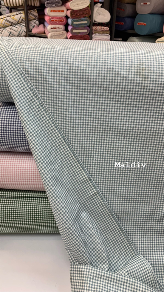Maldiv Mavi Mini Kareli Poplin (240 Cm Enli)