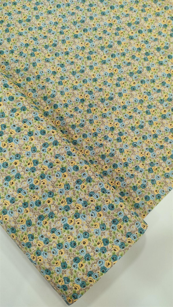 Mavi Çıtır Çiçek D104 Desenli Poplin