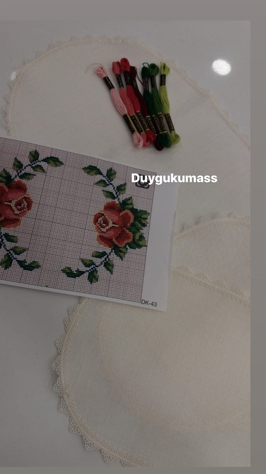 Mekik Oyası Detaylı Oval Set DK 43 İpler Şablon Dahil