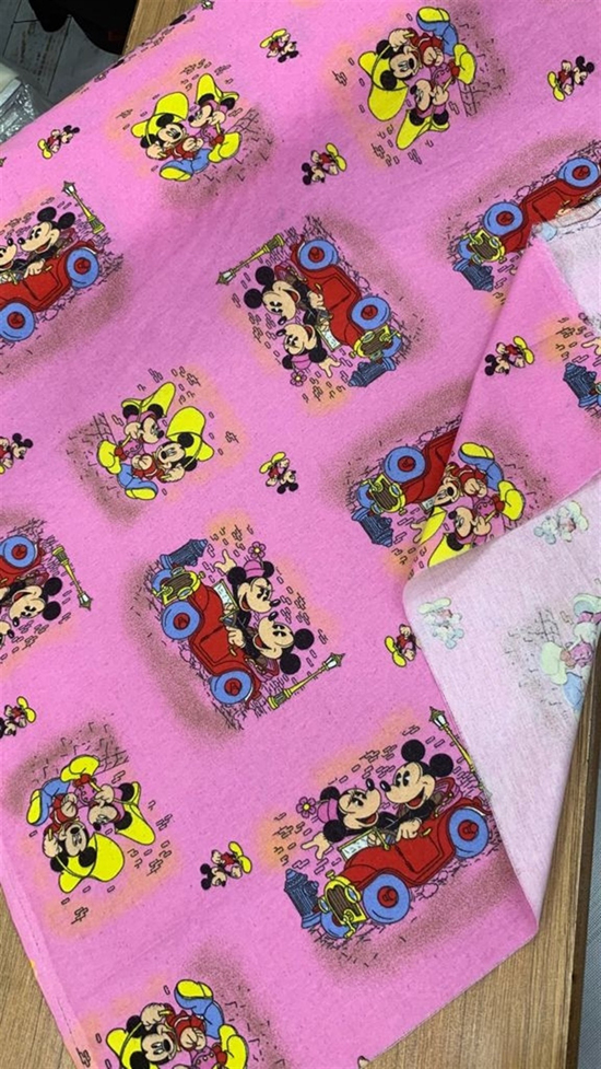 Mickey Mouse Pembe Desenli Pazen Tek En