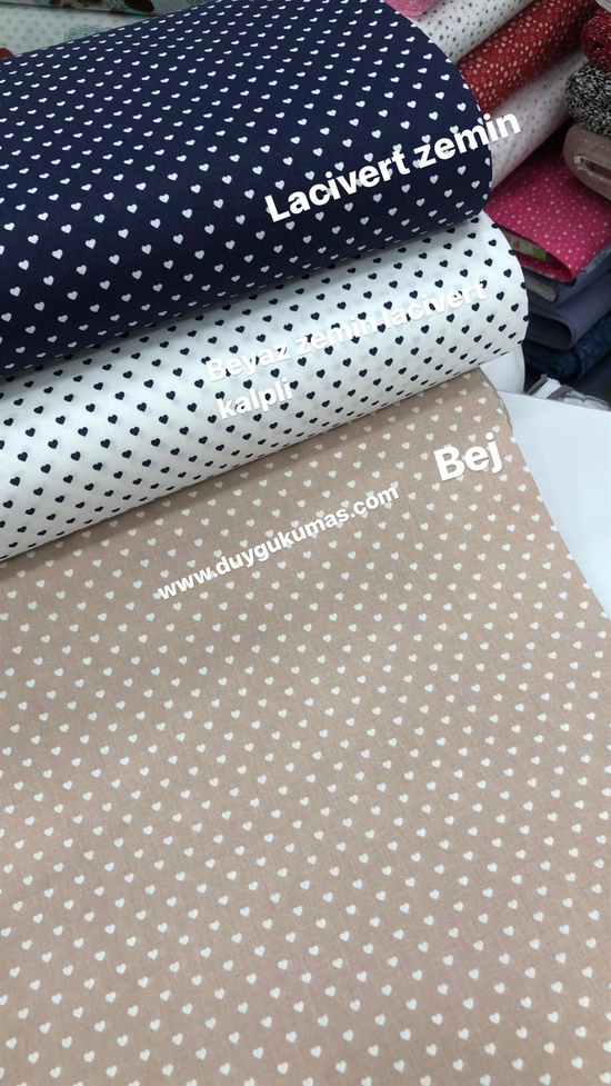 Mini Kalp Desen Poplin
