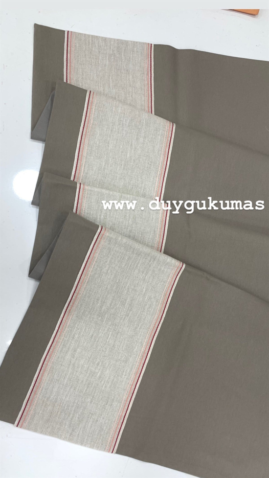 Pembe Bordo İthal Şerit Detaylı Duck Keteni Runner