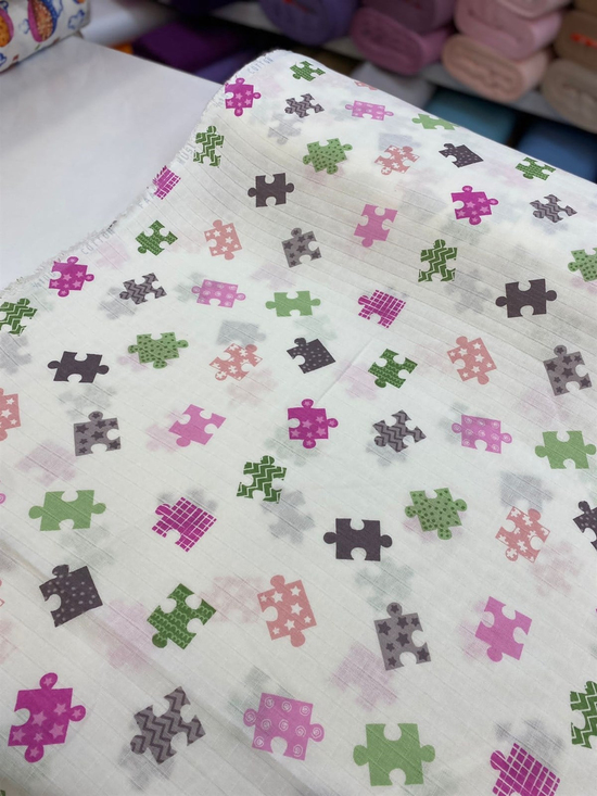 Pembe Puzzle Desenli Müslin Bezi D84