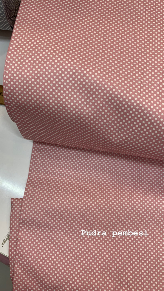Pudra Pembe Mini Puanlı Poplin (240 Cm Enli)