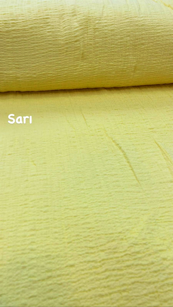 Sarı Düz Renk Gofre Müslin