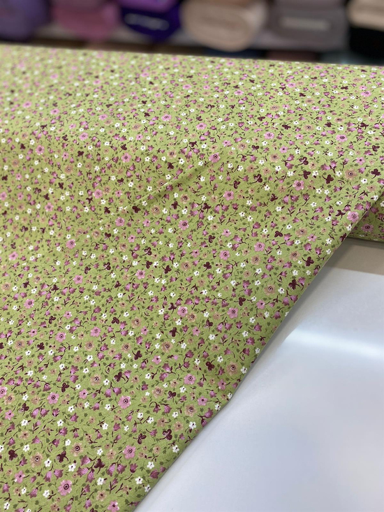 Yeşil Çıtır Çiçek D103 Desenli Poplin