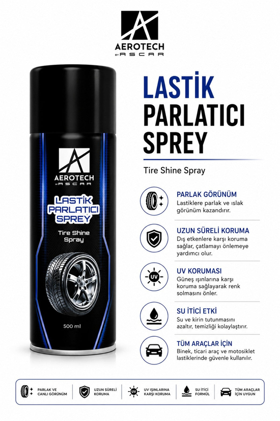 AEROTECH LASTİK PARLATICI SPREY 500 ML