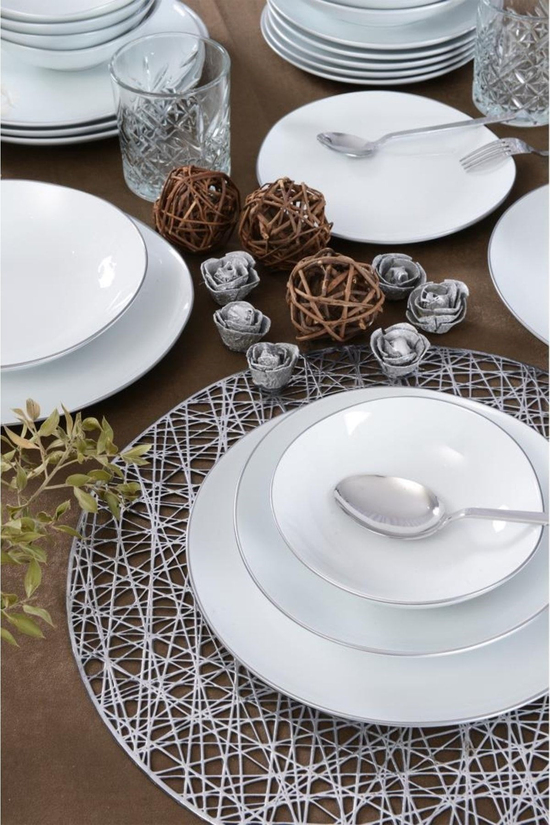 Elegant 24 Parça 6 Kişilik Yemek Takımı Gümüş