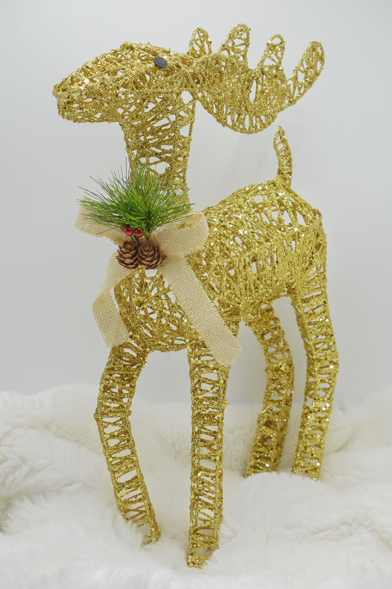 Gold Dekoratif Tel 3d Geyik Yılbaşı Süsü
