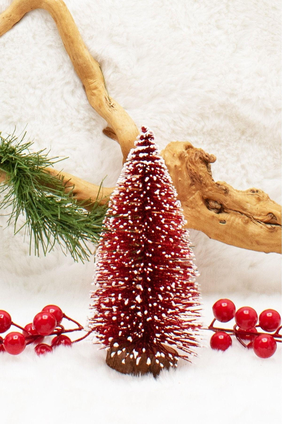 Mini Kırmızı Çam Ağacı 15 CM Yılbaşı Süsü
