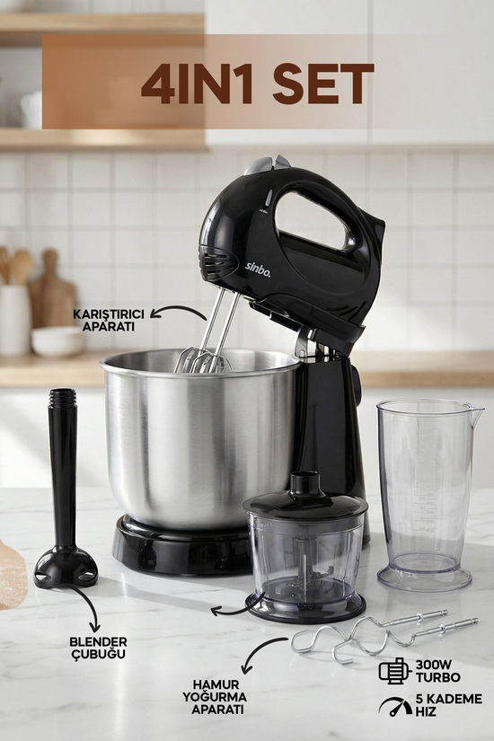 Smx-2731 Inox Taslı Mikser - Blender Seti Sinbo
