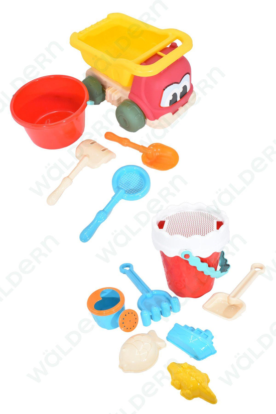 Toys Kovalı Orta Boy Kamyon Büyük Kova Kürekli Suluklu Plaj Kum Kovası Oyun Seti