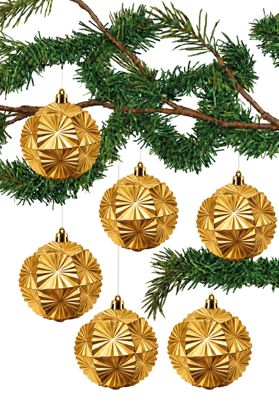 Waldern 6 Cm 6lı Çiçek Figürlü Yılbaşı Ağacı Süsü Cici Top Gold