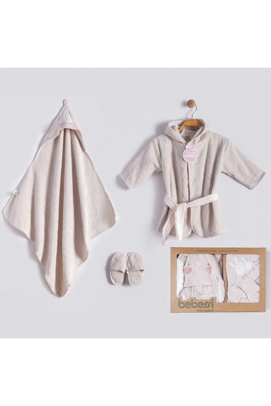 KIZ BEBEK 0-12 AY SWEET BUNNY KUTULU BORNOZ SETİ-TAKIMI