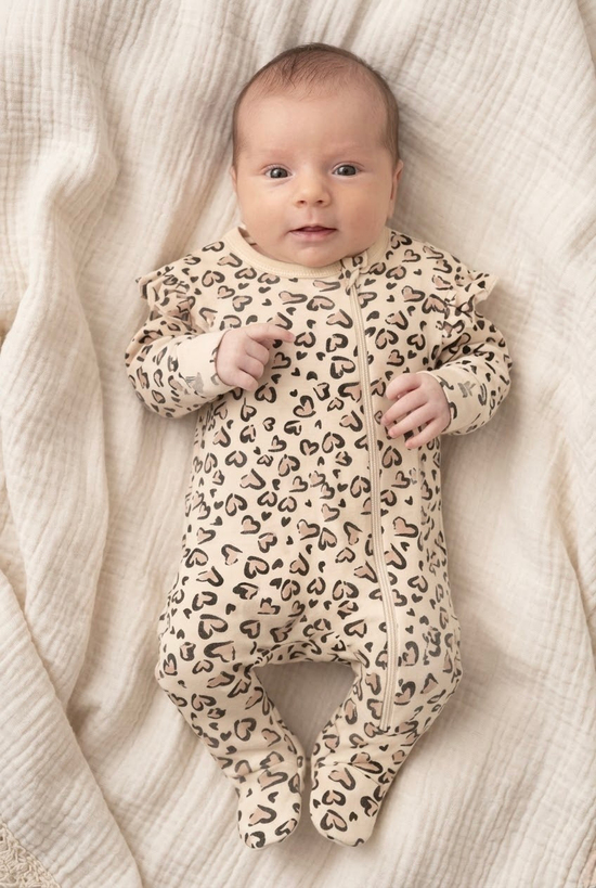 Kız Bebek Leoparlı Çiçekli Animal Desenli 3'lü Tulum Seti 0-3 Ay Bebek Tulum Yenidoğan Hastane Çıkışı 