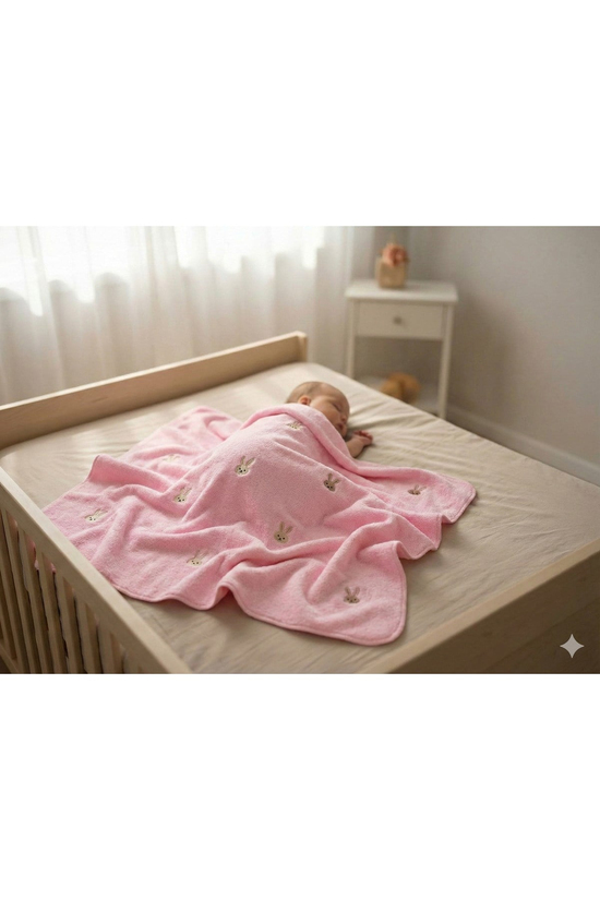 TAVŞAN NAKIŞLI WELSOFT 90*100 CM BEBEK BATTANİYESİ