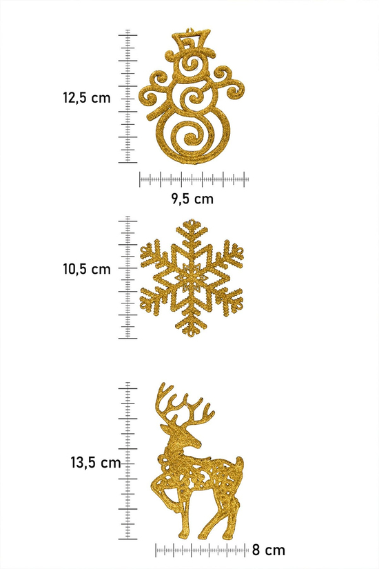 11'li Simli Süs Gold Yılbaşı Çam Ağacı Süsü 13cm