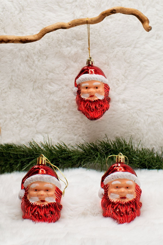 3lü Christmas Noel Baba Yılbaşı Ağacı Süsü 9cm