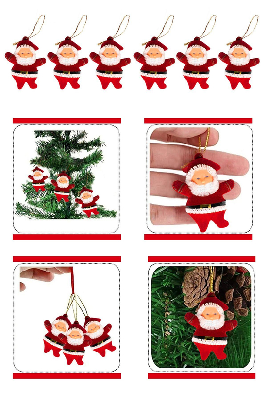 4'lü Noel Baba Yılbaşı Çam Ağacı Süsü
