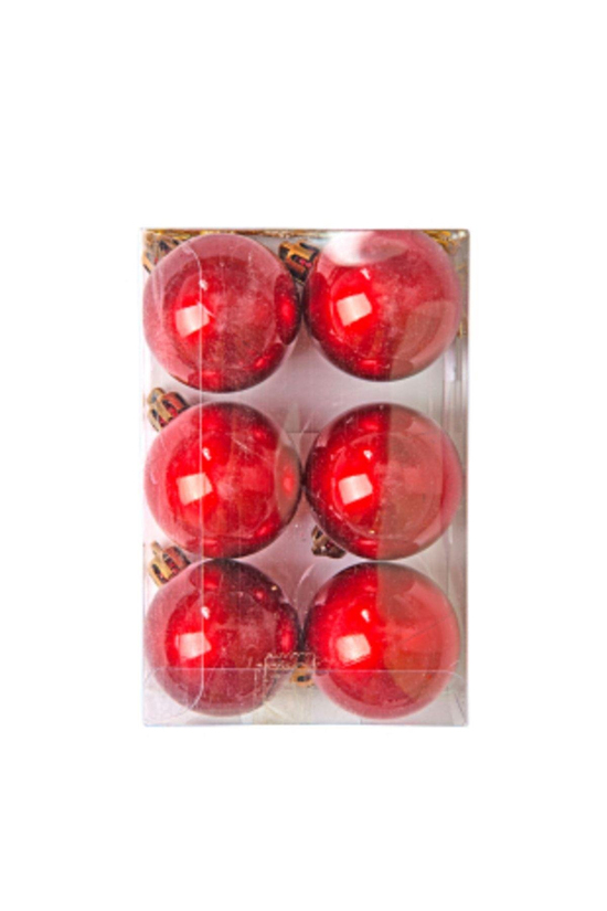 6lı Yılbaşı Çam Ağacı Topu 4cm Kırmızı