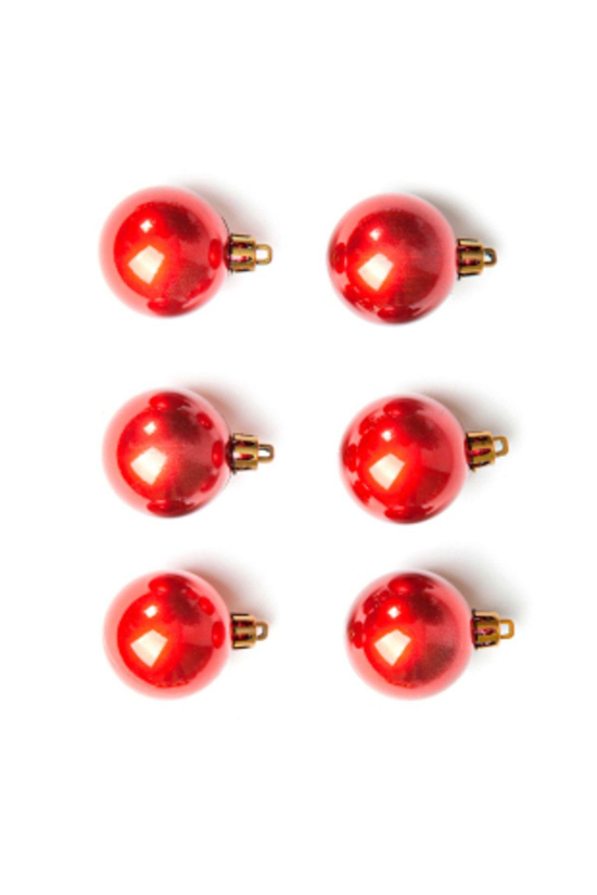 6lı Yılbaşı Çam Ağacı Topu 4cm Kırmızı