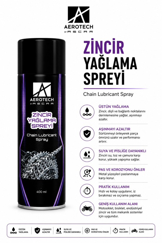 AEROTECH ZİNCİR YAĞLAMA SPREYİ 200 ML